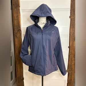 Free Country Women's Hooded Ski Jacket Dark Blue Zip Winter Coat Size L